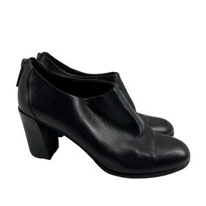 Eileen Fisher Womens Quote Heeled Booties Size 8.5 Black Leather Zip Up shoe